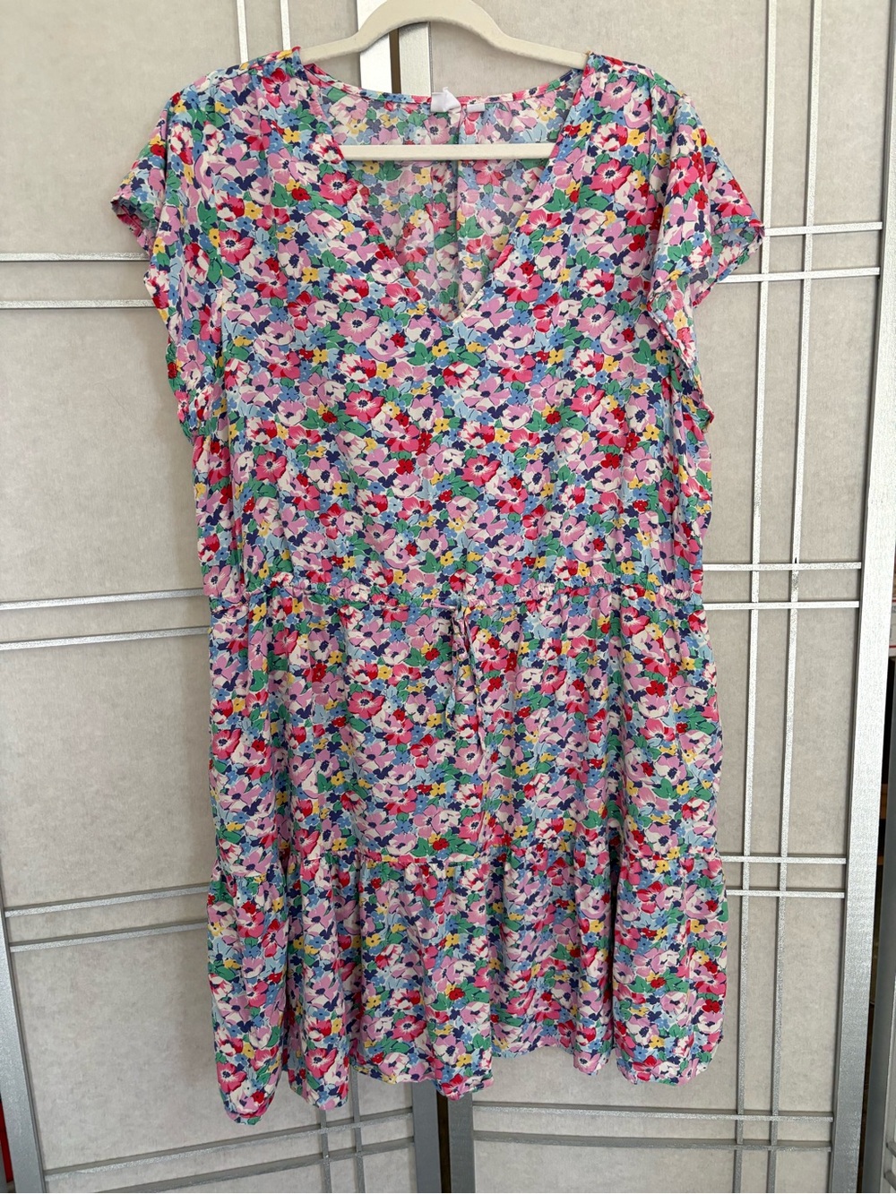 GAP Pink Multicolor Floral V-Neck Casual Dress